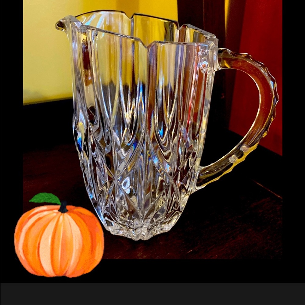 Gorham Crystal pitcher. 6.5” tall, Lady Anne pattern. Ca 1960’s.